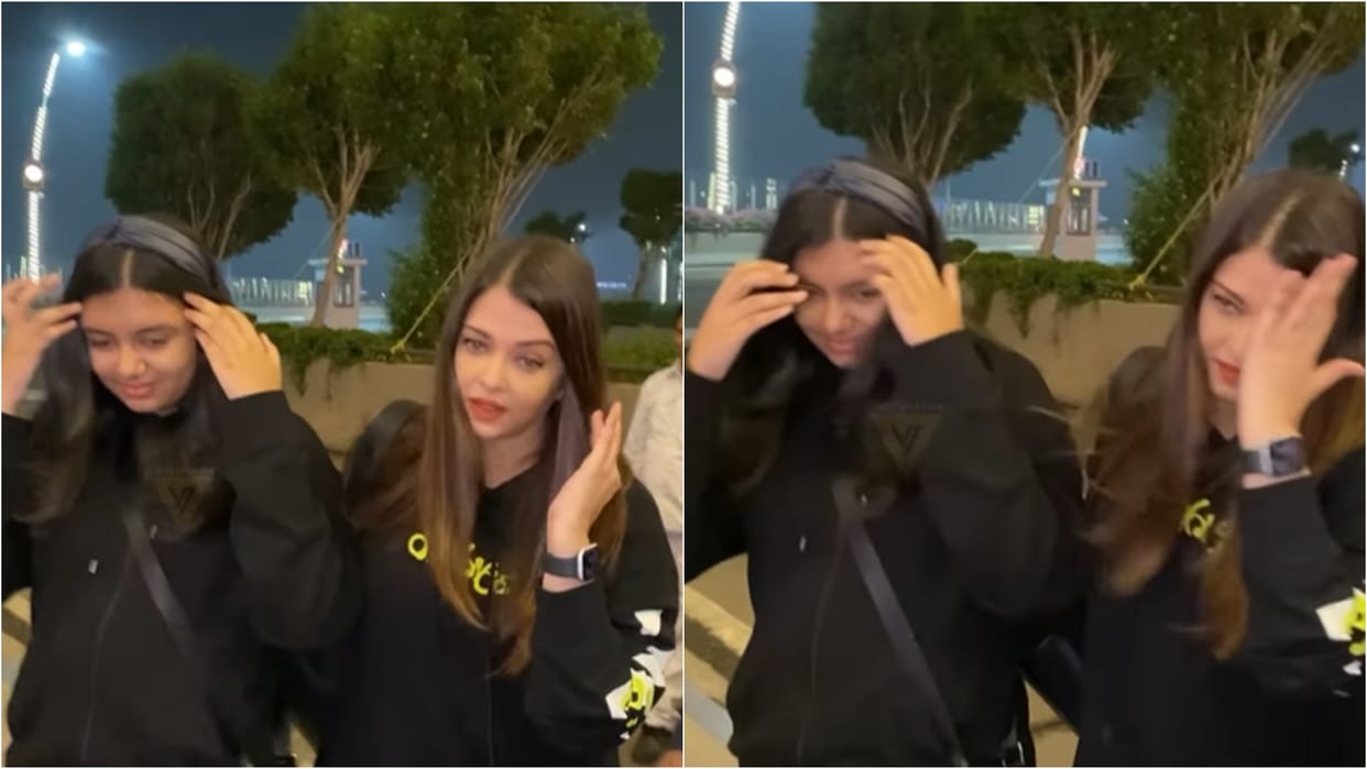 Aishwarya Rai and Daughter Aaradhya Bachchan spotted together on airport in matching black outfit Video viral