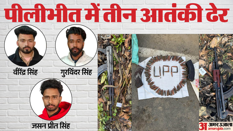 Pilibhit Encounter:एके-47, विदेशी पिस्टल और भारी मात्रा में कारतूस... ऐसे हुआ एनकाउंटर; पढ़ें पूरा घटनाक्रम - Pilibhit Encounter News Ak-47 Foreign Glock Pistols And Cartridges Recovered - Amar Ujala Hindi News Live