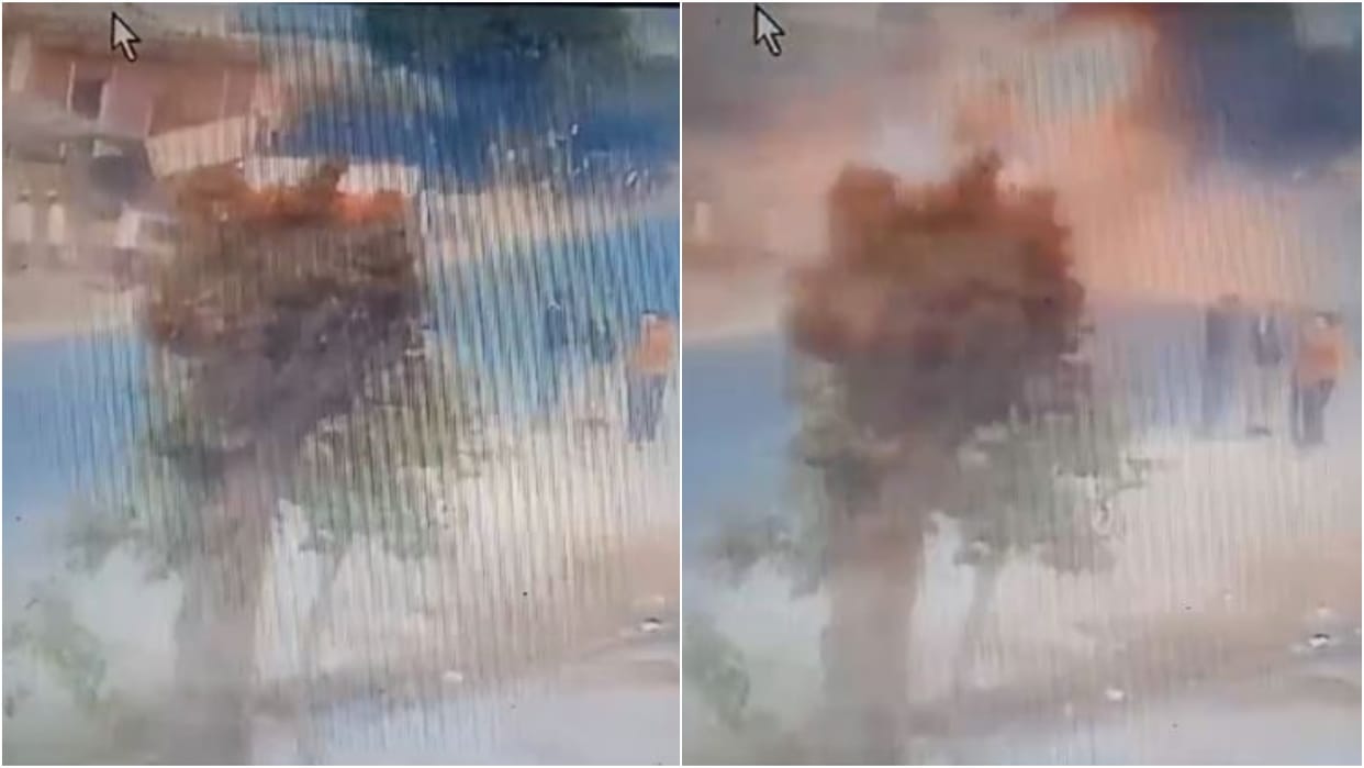 Explosion in oil tanker parked at bus stand driver and cleaner fell 20 feet away in video