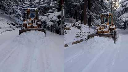 Snowfall Gangotri highway blocked due to snowfall one feet of snow between Songadh and Gangotri Uttarakhand