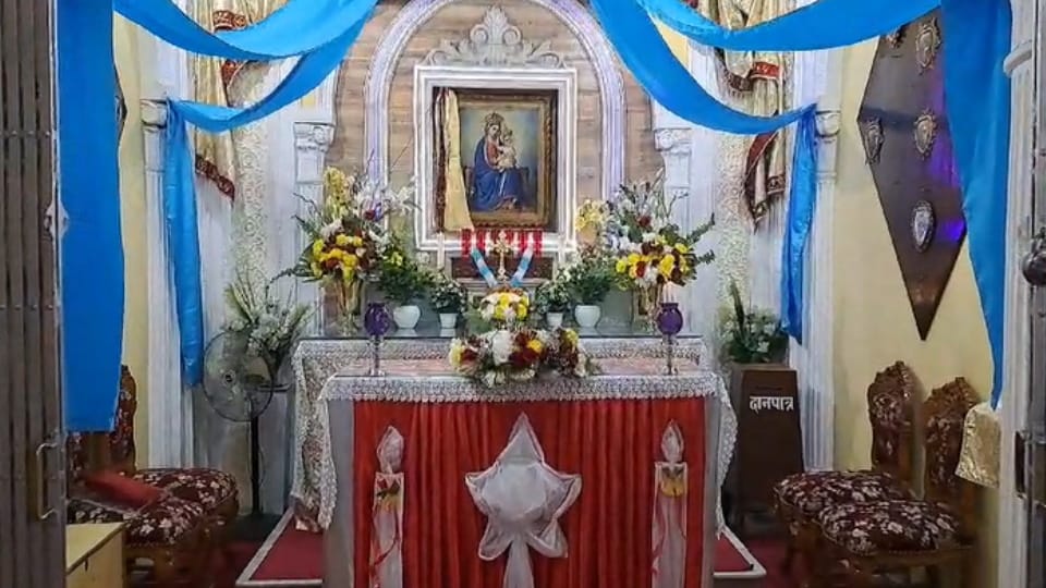 Christmas 2024: Historic Sardhana Church colored in Colourful Lights on Christmas Eve