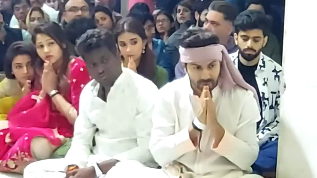 Baby john actor Varun Dhawan Keerthy Suresh Producer Atlee offers prayers at Mahakaleshwar Temple Ujjain