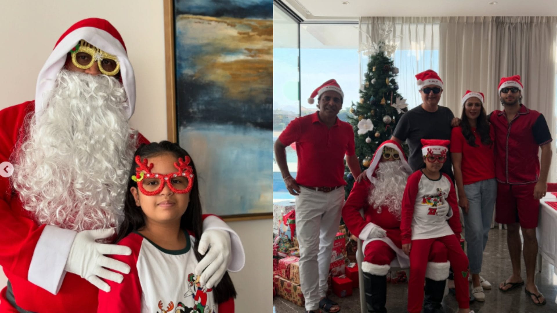 MS Dhoni appeared in a new look on Christmas became Santa Claus and gave gifts to his daughter and wife