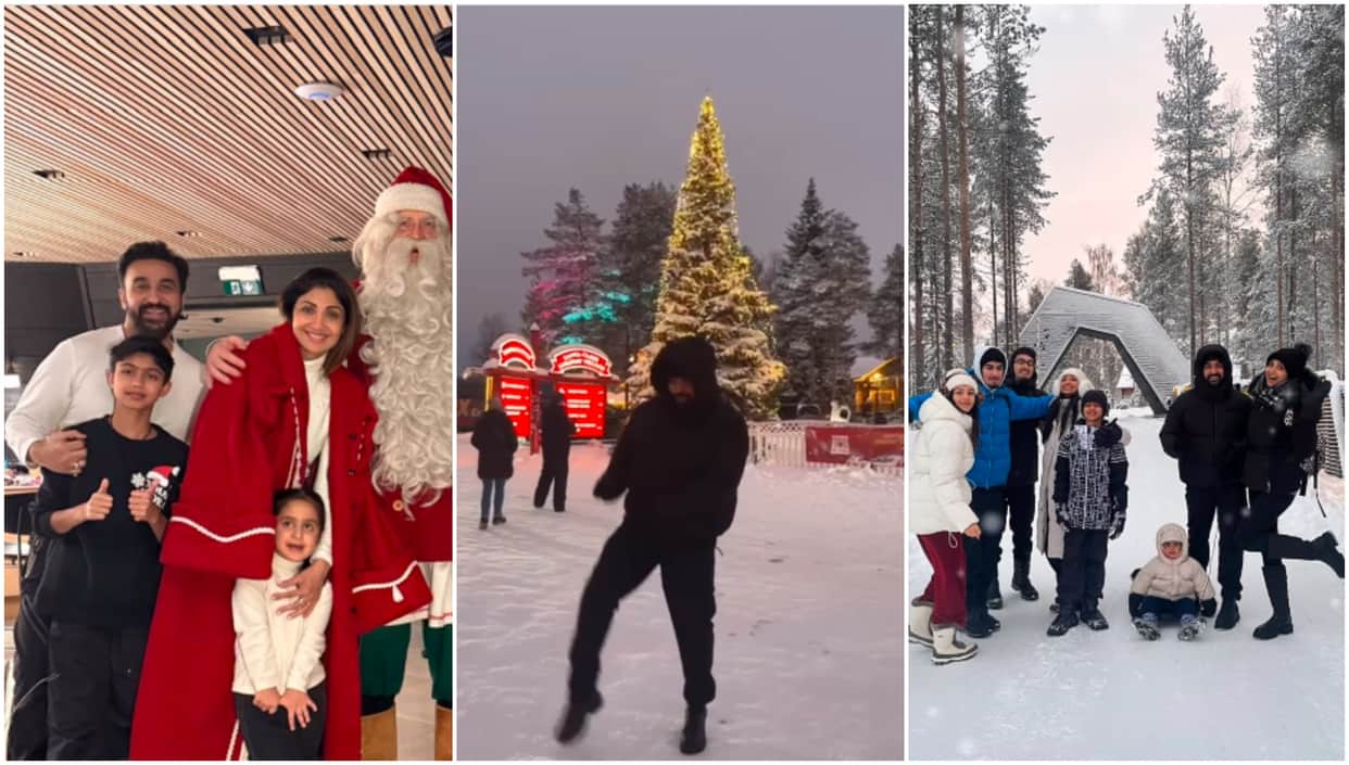 Shilpa Shetty and raj kundra celebrates christmas in punjabi style do bhangra dance