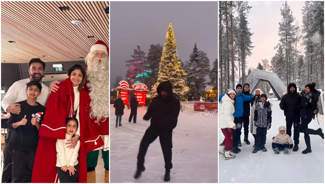 Shilpa Shetty and raj kundra celebrates christmas in punjabi style do bhangra dance