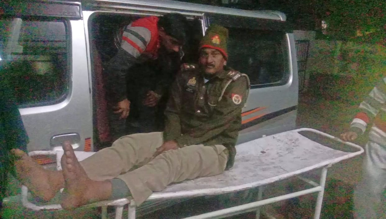 Inspector attacked by a group of monkeys leg fractured after falling down the stairs referred to Saifai