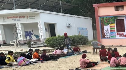 Children sobbing cruelty system many schools studying sitting on ground in varanasi