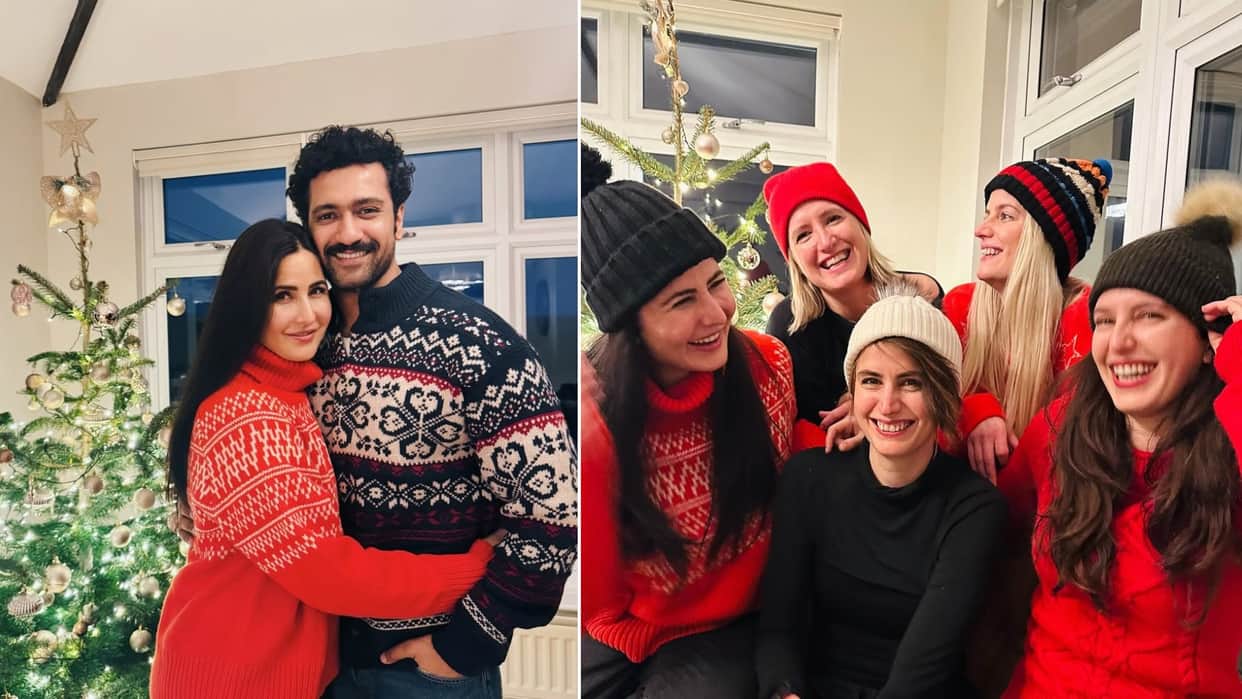 Katrina Kaif Vicky Kaushal Christmas Party Adorable Santa Claus Beautiful Tree All The Gifts