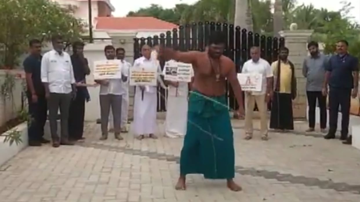 K Annamalai self-whips himself to demand justice in the Anna University alleged physical assault case