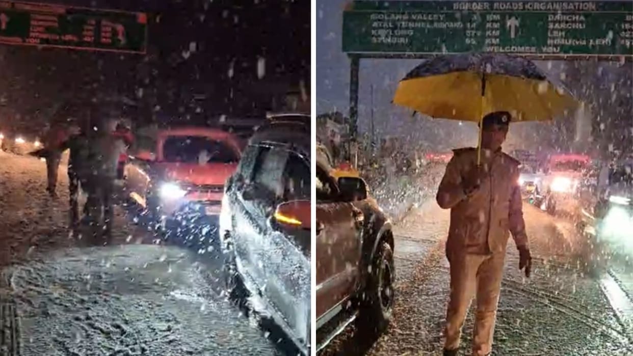 Heavy snowfall in the area from Solanganala to Palchan more than 1500 vehicles stranded