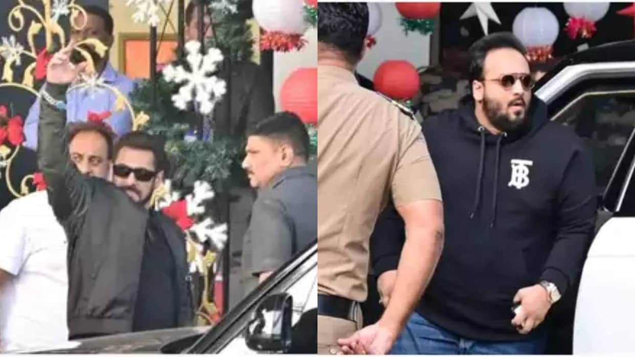 Salman Spotted at Kalina Airport With Zeeshan Siddique Heading To Jamnagar Video goes viral On Internet