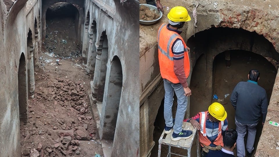 Sambhal Stepwell Another part of four doors was seen during excavation of the stepwell Up News in hindi