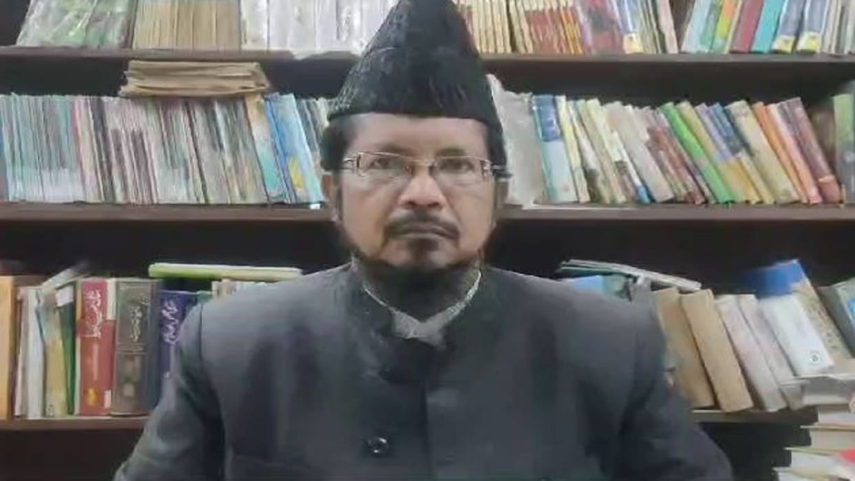 Maulana Shahabuddin Razvi on Waqf Board poster in Mahakumbh