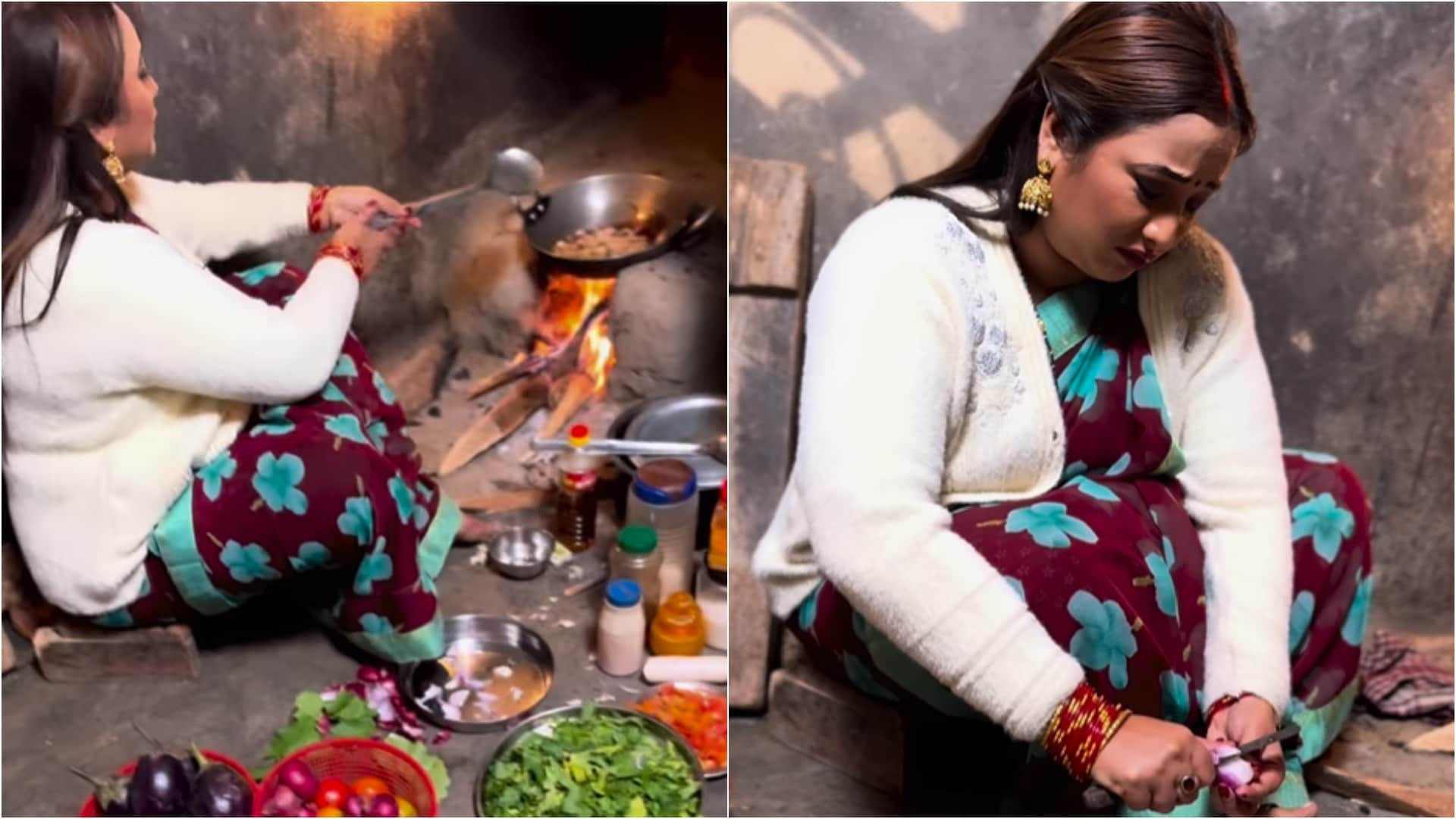 Rani Chatterjee cooking food at her movie set Maike Ke Ticket Kata Di Piya shares video