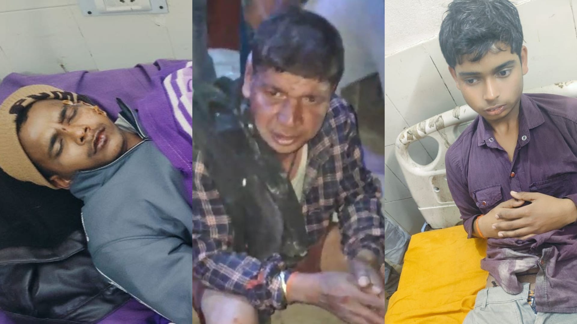 घायलों के साथ बीच में आरोपी