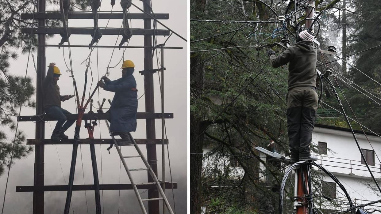 Shimla News Blackout in extreme cold Electricity board workers engaged in repair work day and night