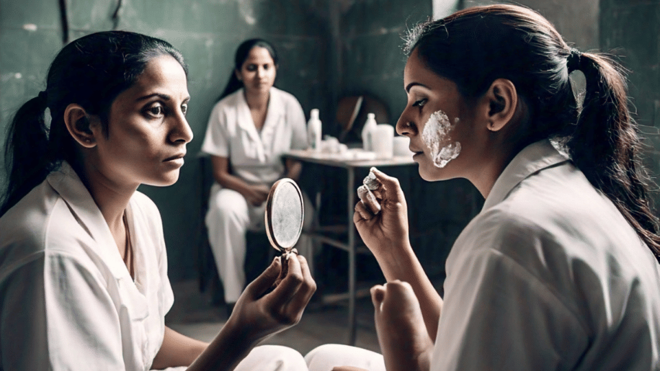 indore news Female inmates happily apply cream and powder in Indian jail