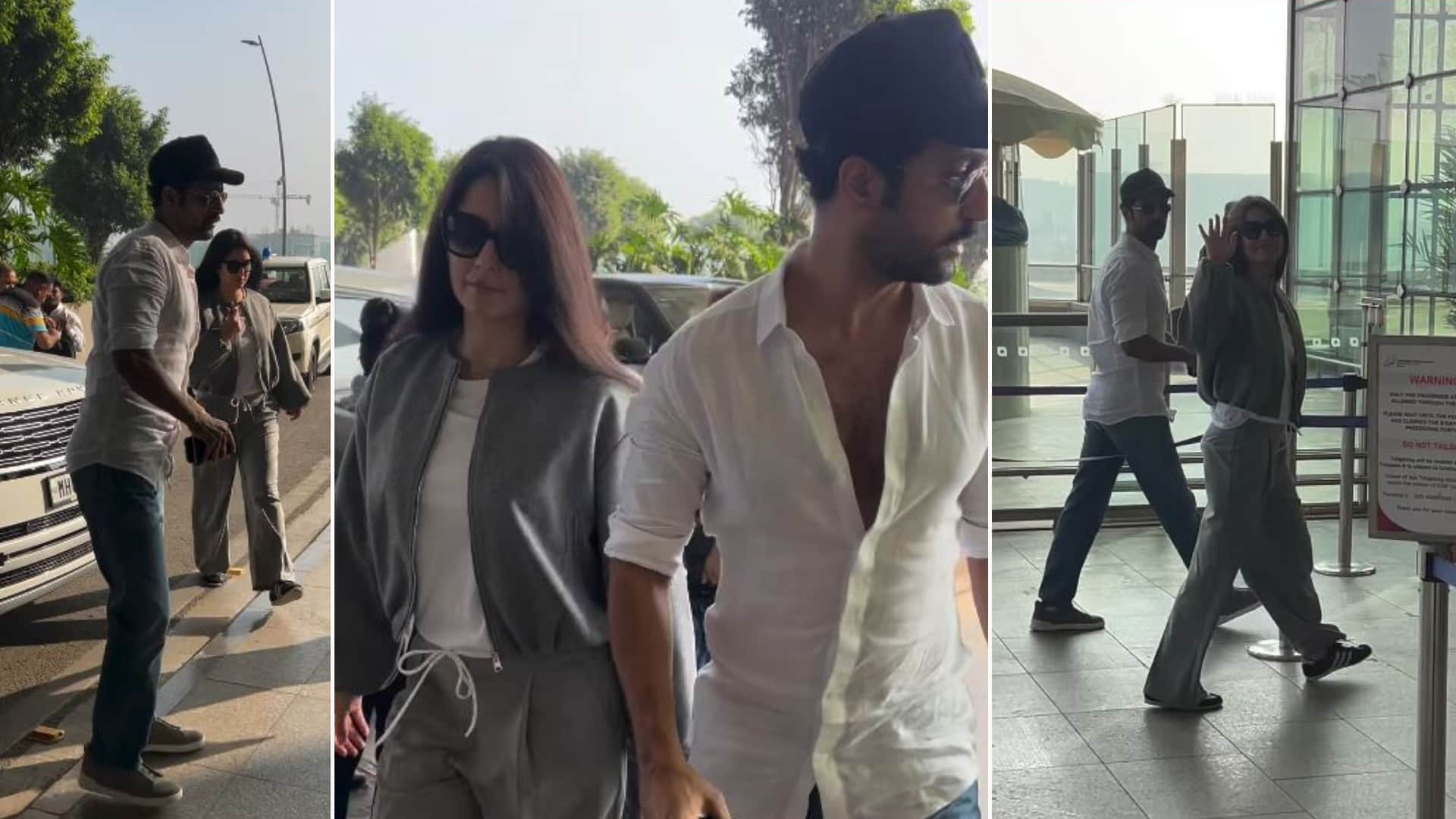 Katrina Kaif Vicky Kaushal Keep It Comfy In Causal Look Spotted Leaving For New Year Vacation