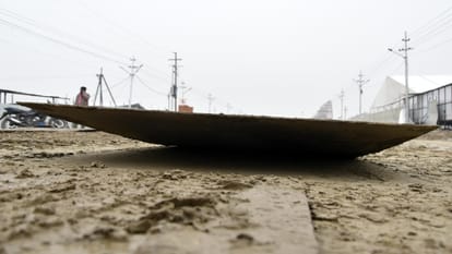 Old GT Pontoon Bridge and barrels of five culverts caved in, traffic halted