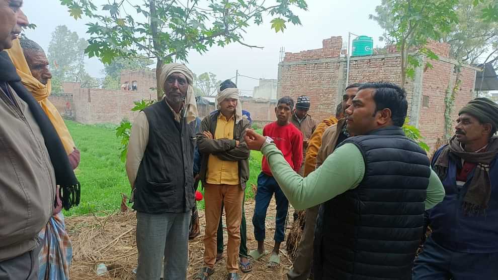 Shivling installed in the ancient temple Jalabhishek and worship done road made with JCB