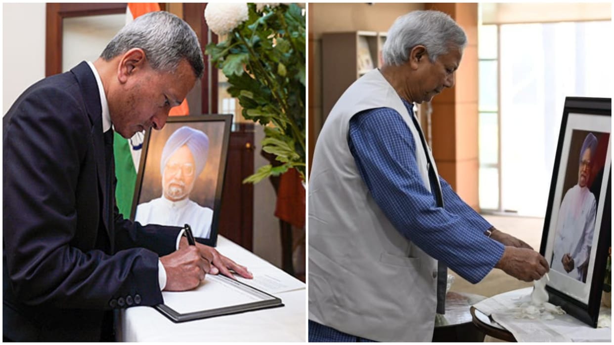 Singapore Foreign Minister and Bangladesh Muhammad Yunus signs condolence book For Manmohan Singh news update