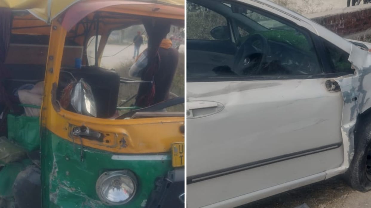 Tempo and car collide, five people injured two in critical condition police investigating