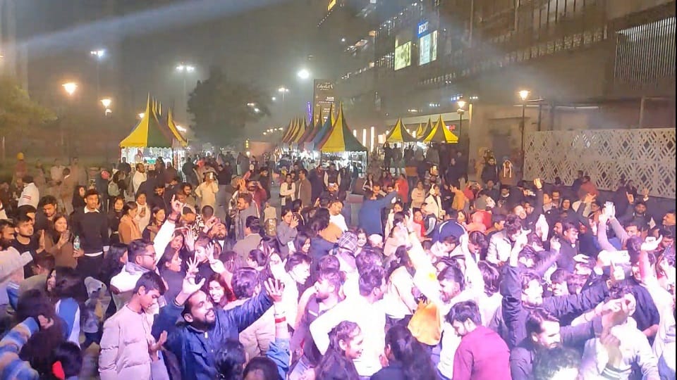 People danced to the tunes of DJ to welcome New Year 2025 in Delhi-NCR