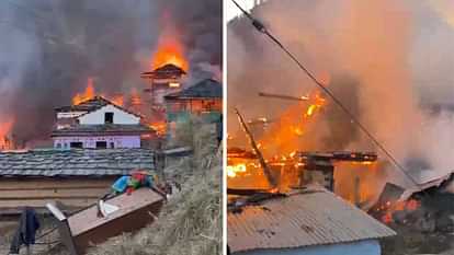 himachal fire news massive fire broke out in tandi village of kullu houses burnt
