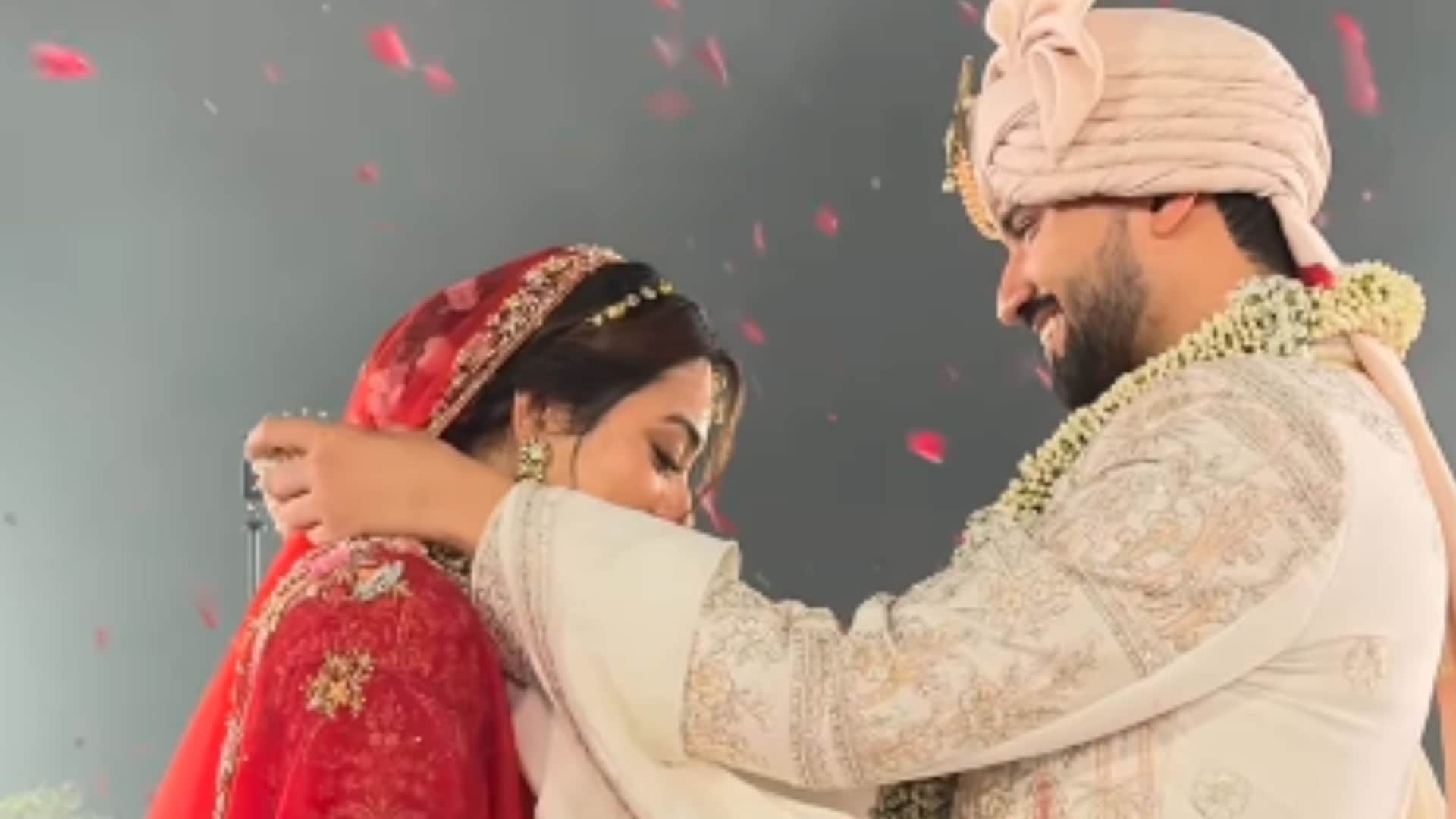 Jheel Mehta looked beautiful in bridal red lehenga husband Aditya Dubey got emotional after seeing her look