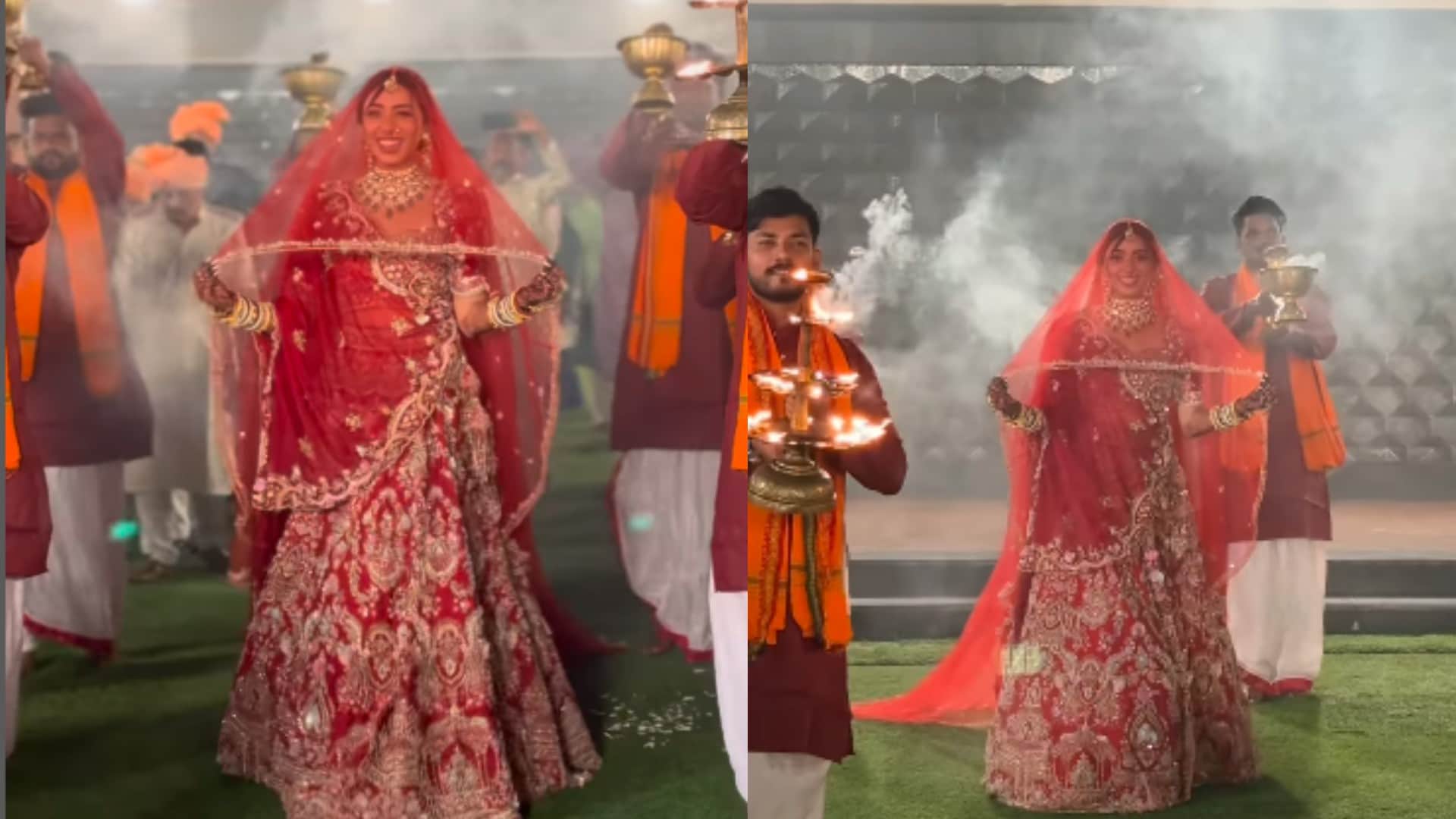 Jheel Mehta looked beautiful in bridal red lehenga husband Aditya Dubey got emotional after seeing her look