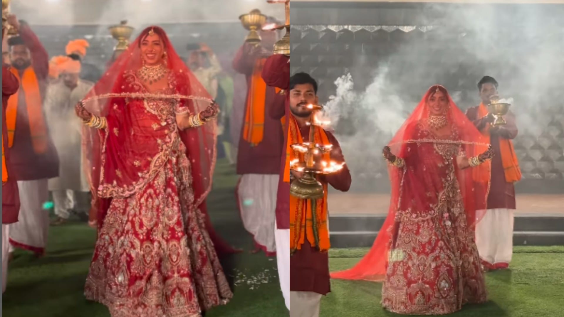 Jheel Mehta looked beautiful in bridal red lehenga husband Aditya Dubey got emotional after seeing her look