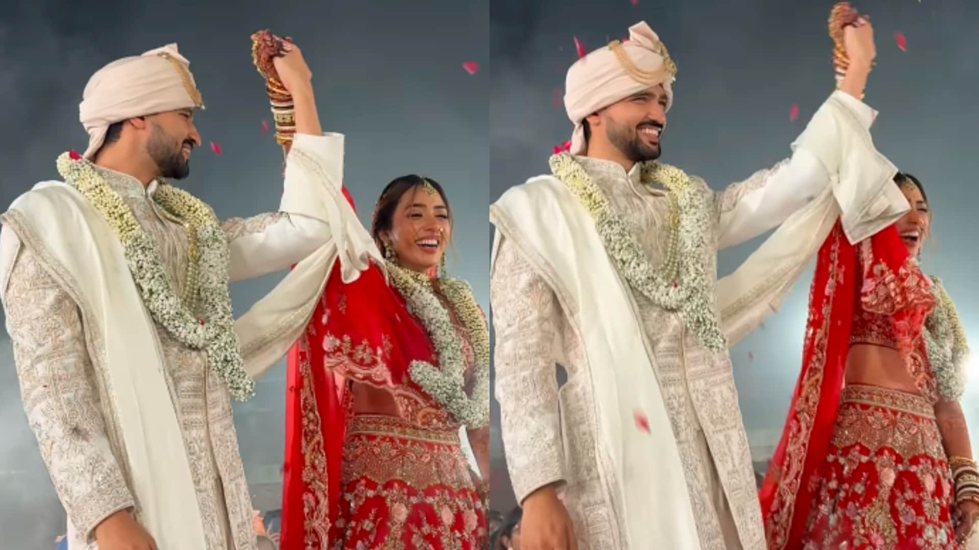 Jheel Mehta looked beautiful in bridal red lehenga husband Aditya Dubey got emotional after seeing her look