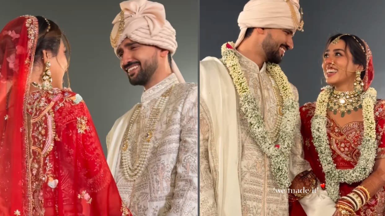 Jheel Mehta looked beautiful in bridal red lehenga husband Aditya Dubey got emotional after seeing her look