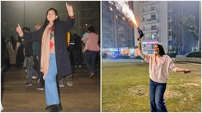 People danced to the tunes of DJ to welcome New Year 2025 in Delhi-NCR