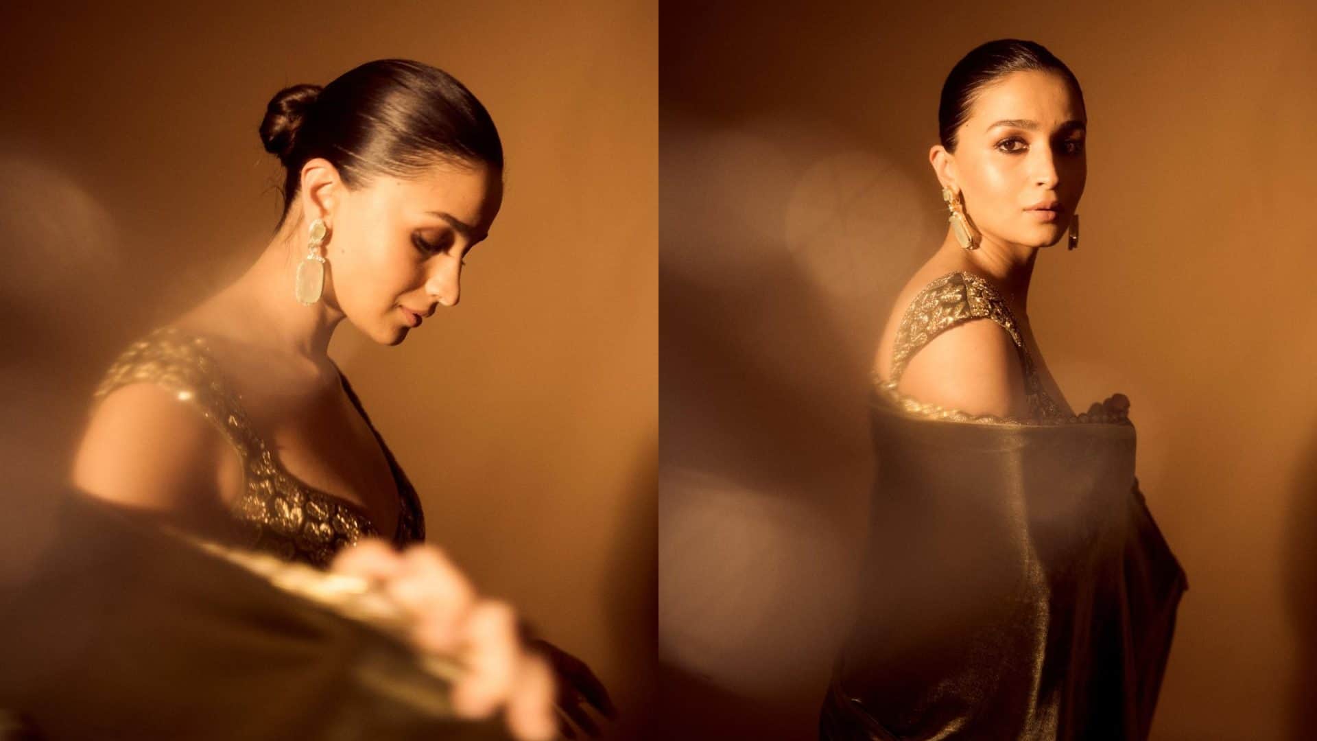 Alia Bhatt Best Looks in saree with hair bun