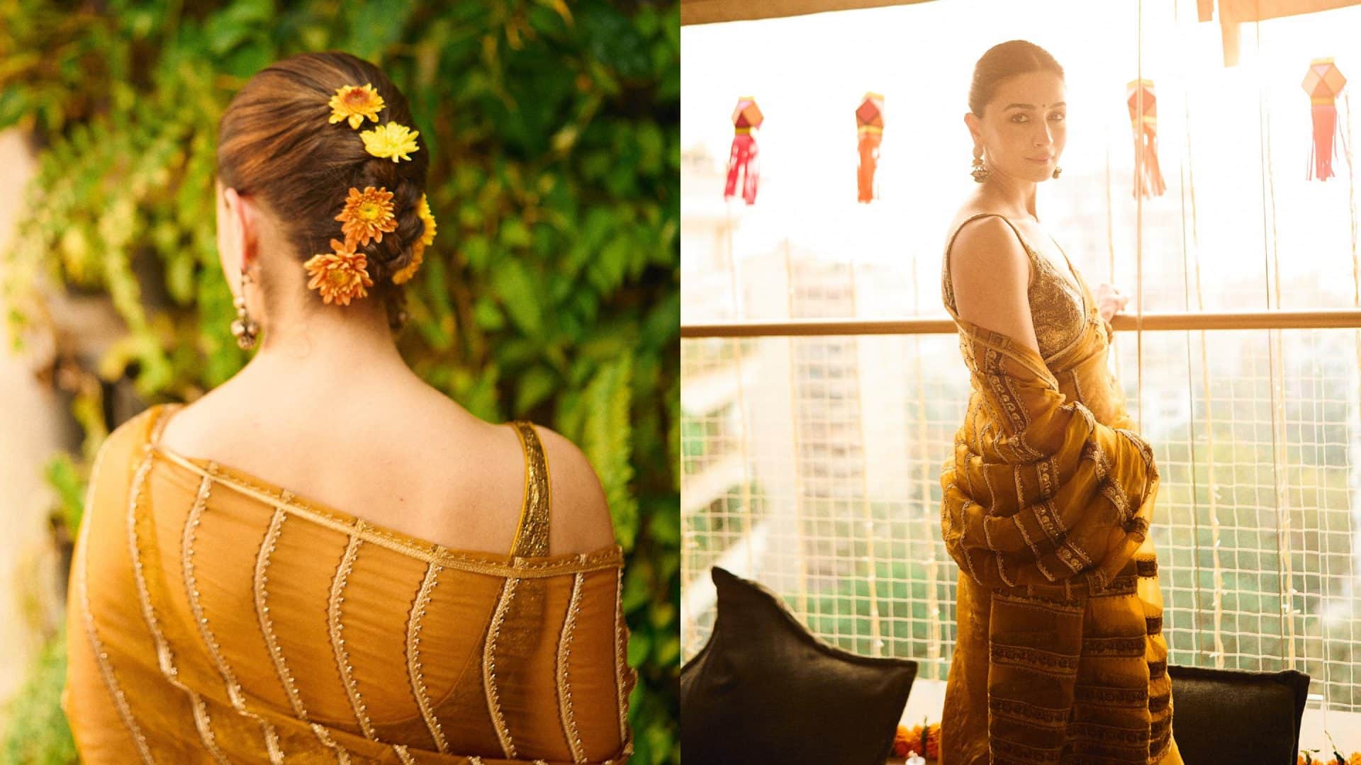 Alia Bhatt Best Looks in saree with hair bun