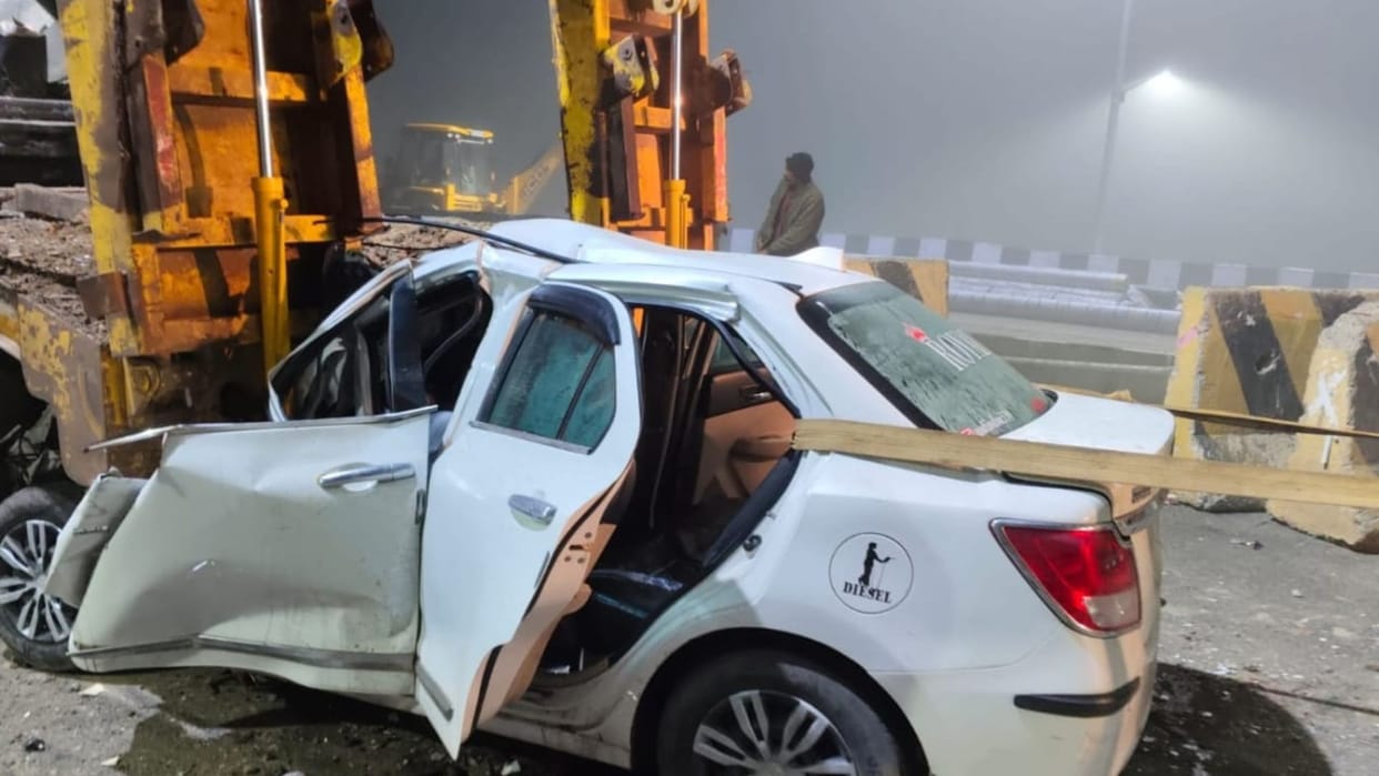 Two people died when a car rammed into a container parked in Ujjain