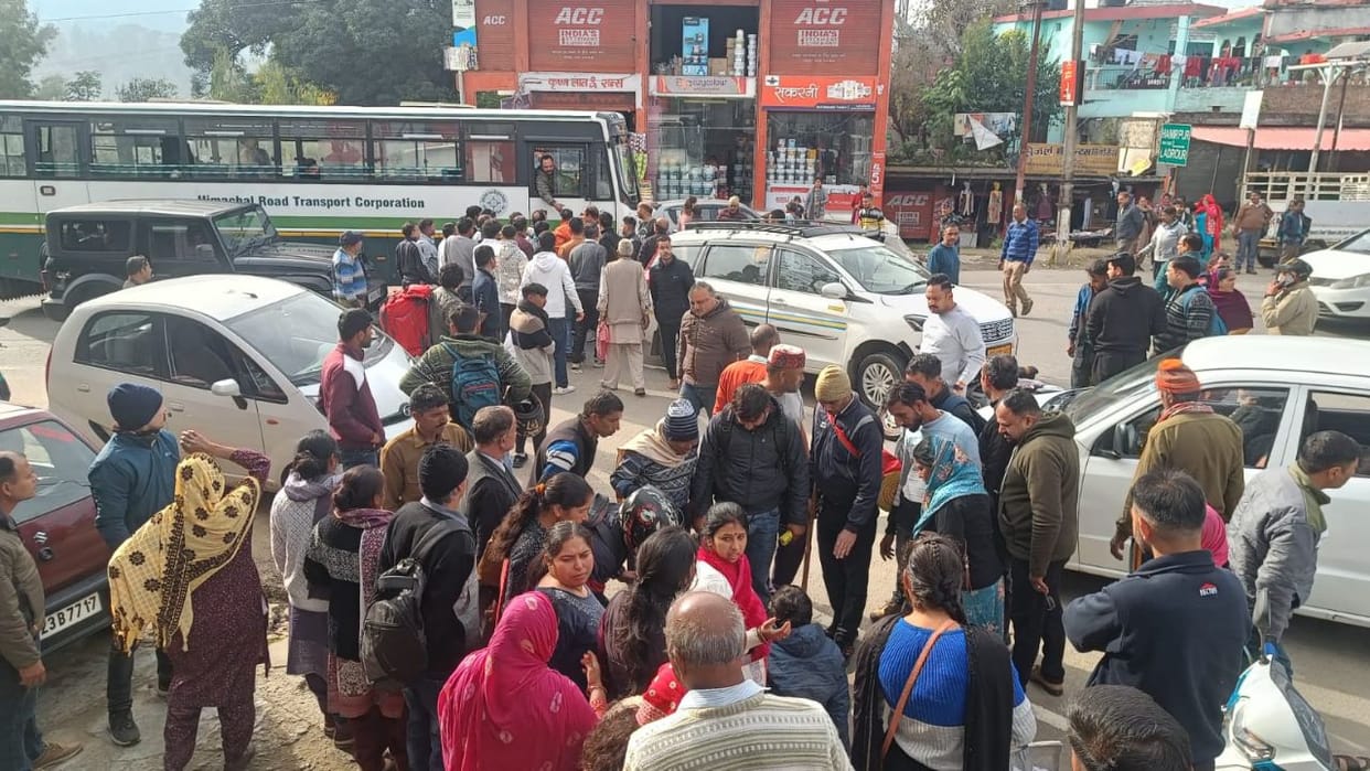 Himachal News HRTC bus and car collide at Dadhol Chowk scooter rider hit