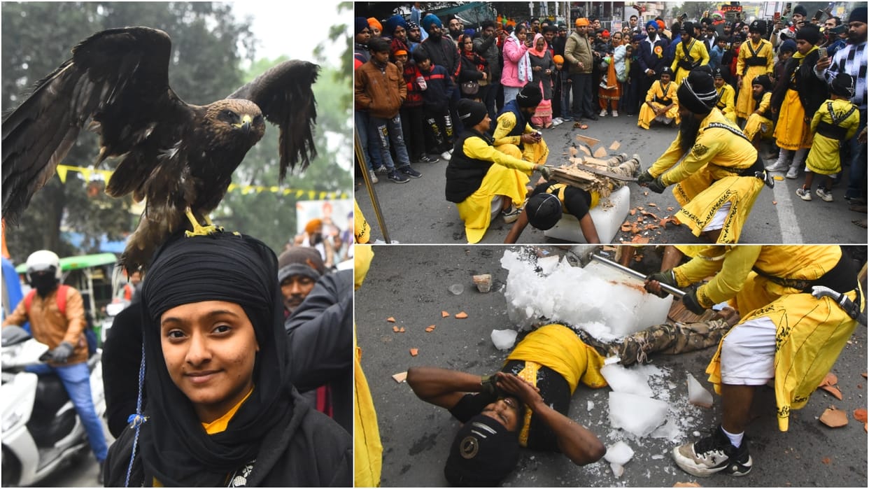 Nagar Kirtan was taken out in the Bareilly city Gatka group showed amazing stunts