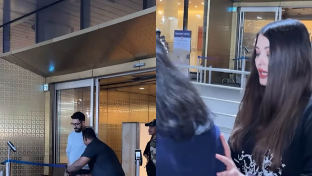 Abhishek Bachchan Aishwarya Rai Aaradhya spotted together at the airport while returning from vacation