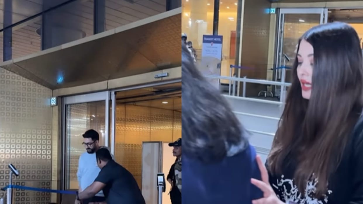 Abhishek Bachchan Aishwarya Rai Aaradhya spotted together at the airport while returning from vacation