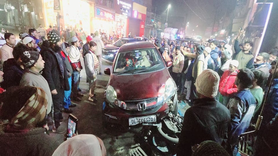 Amroha Accident Video: While taking a U-turn, the car crushed the bike, entered the medical store