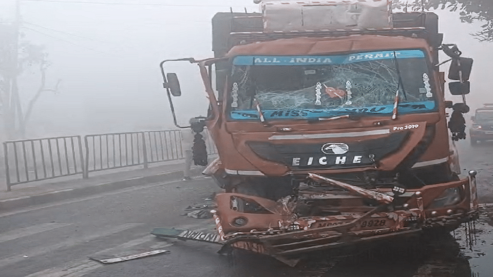 Canter collided with truck in fog