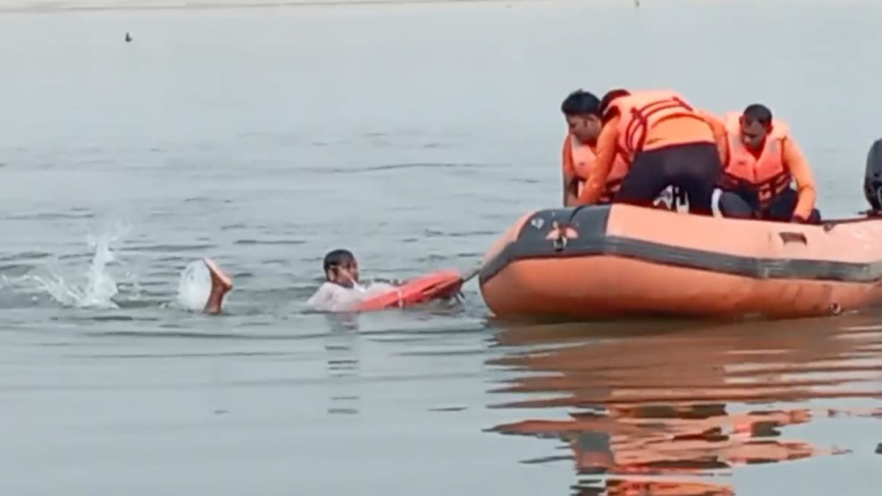 Rehearsal of NDRF team team alertness was tested regarding drowning prevention