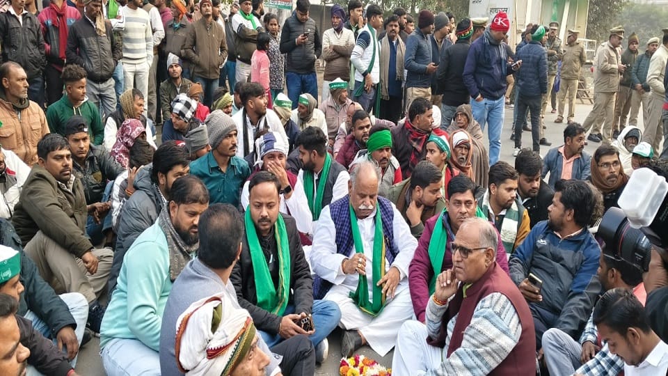 Bhanu Pratap Singh sat on a dharna after Hathras DM did not take the memorandum