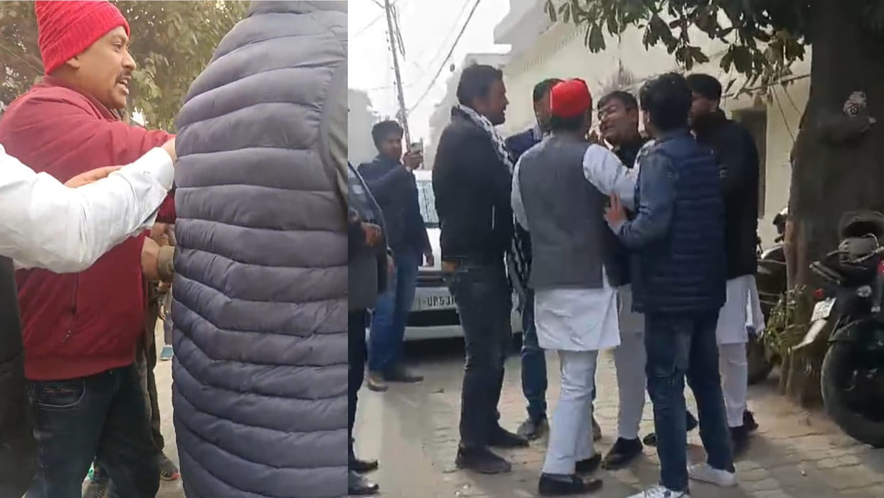 Fight and scuffle between SP leaders in SP office in Gorakhpur