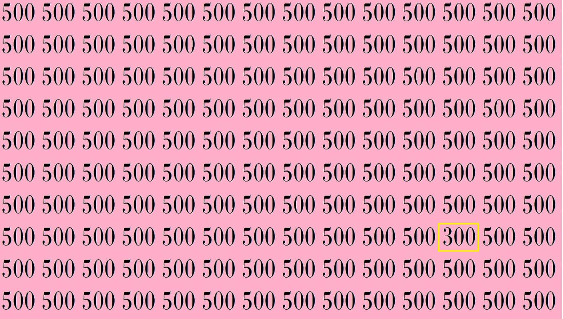 optical illusion iq test if you you are genius find the 300 among 500 in 12 seconds