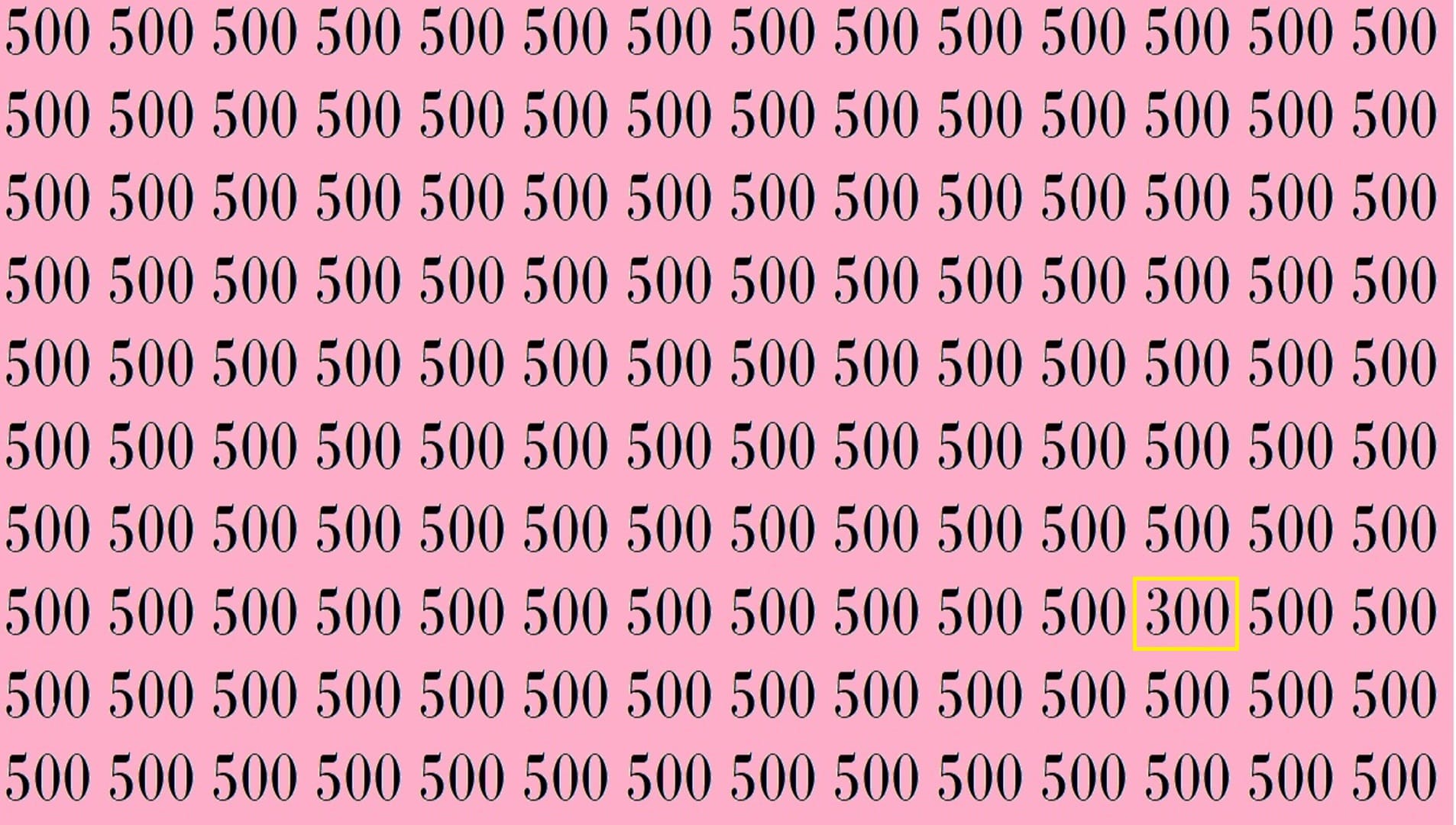 optical illusion iq test if you you are genius find the 300 among 500 in 12 seconds