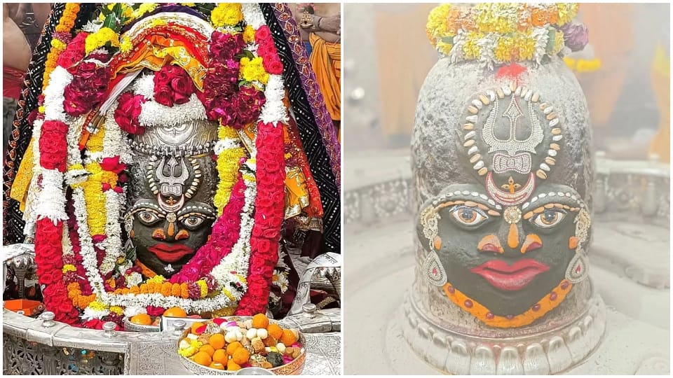 Bhasma Aarti Shringar Moon, Trishul and Damru decorated on head and then Baba Mahakal decorated with ashes.