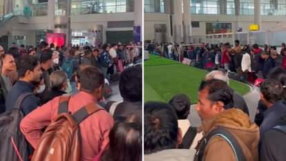 बाबतपुर एयरपोर्ट पर विमान का इंतजार करते यात्री।